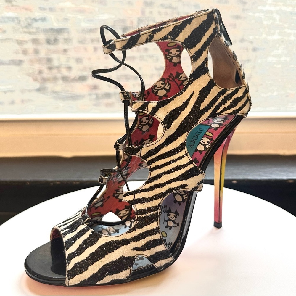 Jimmy Choo Rob Pruitt Diffuse Glitter Zebra Print… - image 5
